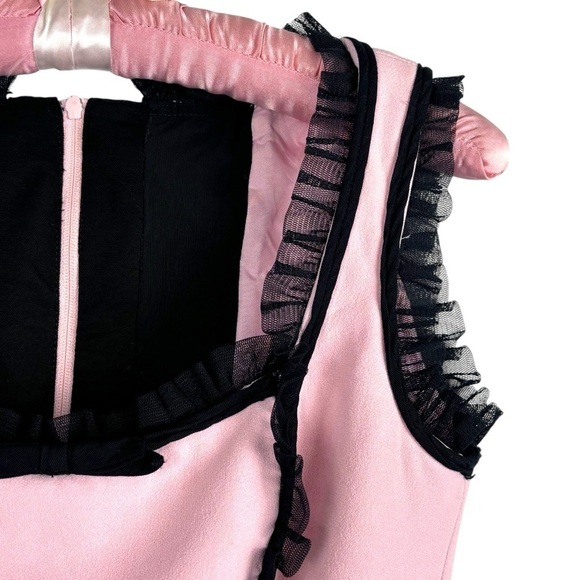 MOSCHINO CHEAP AND CHIC FRENCH MAID PINK BLACK RUFFLE TRIM FEMININE BUSTIER TOP - Picture 8 of 12
